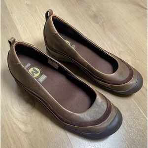 Merrell Plaza Ballet Women's Brown Leather OrthoLite‎ Two Tone Shoes Slip On 8.5